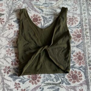Urban Outfitters Army Green Ribbed Twist Crop Top, Size S